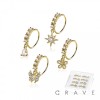 8PCS OF ASSORTED CZ DANGLE 316L SURGICAL STEEL O-RING NOSE HOOP BOX